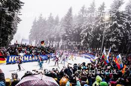 07.01.2018, Oberhof, Germany (GER): Elisa Gasparin (SUI), Anais Bescond (FRA), Anastasiya Merkushyna (UKR), Victoria Slivko (RUS), Eva Puskarcikova (CZE), Nadezhda Skardino (BLR), Linn Persson (SWE), Sarah Beaudry (CAN), Fuyuko Tachizaki (JPN), (l-r) -  IBU world cup biathlon, relay women, Oberhof (GER). www.nordicfocus.com. © Manzoni/NordicFocus. Every downloaded picture is fee-liable.
