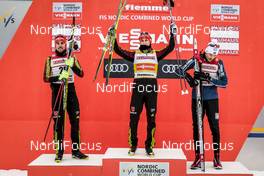 13.01.2017, Val di Fiemme, Italy (ITA): Johannes Rydzek (GER), Eric Frenzel (GER), Magnus H. Moan (NOR), (l-r) - FIS world cup nordic combined, individual gundersen HS134/10km, Val di Fiemme (ITA). www.nordicfocus.com. © Bragotto/NordicFocus. Every downloaded picture is fee-liable.