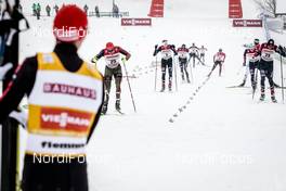 13.01.2017, Val di Fiemme, Italy (ITA): Eric Frenzel (GER), Johannes Rydzek (GER), Magnus Krog (NOR), Samuel Costa (ITA), Magnus H. Moan (NOR), (l-r)  - FIS world cup nordic combined, individual gundersen HS134/10km, Val di Fiemme (ITA). www.nordicfocus.com. © Bragotto/NordicFocus. Every downloaded picture is fee-liable.