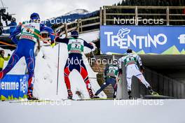 14.01.2017, Val di Fiemme, Italy (ITA): Miroslav Dvorak (CZE), Joergen Graabak (NOR), Alessandro Pittin (ITA), Ilkka Herola (FIN), (l-r)  - FIS world cup nordic combined, team sprint HS134/2x7.5km, Val di Fiemme (ITA). www.nordicfocus.com. © Bragotto/NordicFocus. Every downloaded picture is fee-liable.