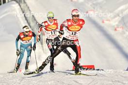 27.01.2017, Seefeld, Austria (AUT): Yoshito Watabe (JPN), Franz-Josef Rehrl (AUT), Maxime Laheurte (FRA) - FIS world cup nordic combined, individual gundersen HS109/5km, Seefeld (AUT). www.nordicfocus.com. © Thibaut/NordicFocus. Every downloaded picture is fee-liable.