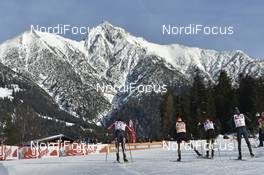 28.01.2017, Seefeld, Austria (AUT): Bernhard Gruber (AUT), Eric Frenzel (GER), Johannes Rydzek (GER), Samuel Costa (ITA) - FIS world cup nordic combined, individual gundersen HS109/10km, Seefeld (AUT). www.nordicfocus.com. © Thibaut/NordicFocus. Every downloaded picture is fee-liable.