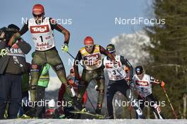 28.01.2017, Seefeld, Austria (AUT): Johannes Rydzek (GER), Eric Frenzel (GER), Samuel Costa (ITA), Bernhard Gruber (AUT) - FIS world cup nordic combined, individual gundersen HS109/10km, Seefeld (AUT). www.nordicfocus.com. © Thibaut/NordicFocus. Every downloaded picture is fee-liable.