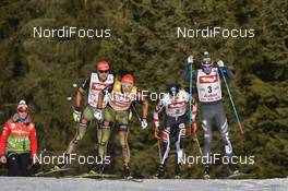 28.01.2017, Seefeld, Austria (AUT): Eric Frenzel (GER), Johannes Rydzek (GER), Bernhard Gruber (AUT), Samuel Costa (ITA) - FIS world cup nordic combined, individual gundersen HS109/10km, Seefeld (AUT). www.nordicfocus.com. © Thibaut/NordicFocus. Every downloaded picture is fee-liable.