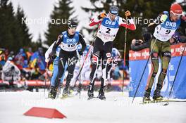 18.03.2017, Schonach, Germany (GER): Johannes Rydzek (GER), Wilhelm Denifl (AUT), Tim Hug (SUI) - FIS world cup nordic combined, individual gundersen HS106/10km, Schonach (GER). www.nordicfocus.com. © Thibaut/NordicFocus. Every downloaded picture is fee-liable.