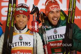 25.11.2017, Ruka, Finland (FIN): Akito Watabe (JPN), Johannes Rydzek (GER), (l-r)  - FIS world cup nordic combined, individual gundersen HS142/10km Ruka (FIN). www.nordicfocus.com. © Rauschendorfer/NordicFocus. Every downloaded picture is fee-liable.