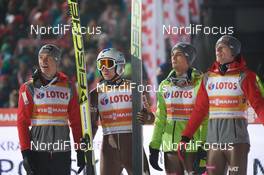 21.01.2017, Zakopane, Poland (POL): Piotr Zyla (POL), Kamil Stoch (POL), Maciej Kot (POL), Dawid Kubacki (POL), (l-r)  - FIS world cup ski jumping, team HS140, Zakopane (POL). www.nordicfocus.com. © Rauschendorfer/NordicFocus. Every downloaded picture is fee-liable.