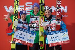 29.01.2017, Willingen, Germany (GER): Stefan Kraft (AUT), Andreas Wellinger (GER), Manuel Fettner (AUT), (l-r) - FIS world cup ski jumping, individual HS145, Willingen (GER). www.nordicfocus.com. © Rauschendorfer/NordicFocus. Every downloaded picture is fee-liable.