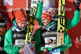 28.01.2017, Willingen, Germany (GER): Markus Eisenbichler (GER), Richard Freitag (GER), Andreas Wellinger (GER), (l-r) - FIS world cup ski jumping, team HS145, Willingen (GER). www.nordicfocus.com. © Rauschendorfer/NordicFocus. Every downloaded picture is fee-liable.
