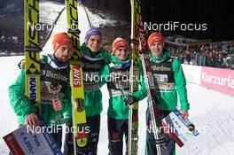 28.01.2017, Willingen, Germany (GER): Markus Eisenbichler (GER), Andreas Wellinger (GER), Richard Freitag (GER), Stephan Leyhe (GER), (l-r) - FIS world cup ski jumping, team HS145, Willingen (GER). www.nordicfocus.com. © Rauschendorfer/NordicFocus. Every downloaded picture is fee-liable.