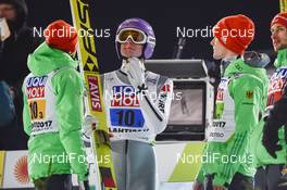 04.03.2017, Lahti, Finland (FIN): Richard Freitag (GER), Andreas Wellinger (GER), Stephan Leyhe (GER), Markus Eisenbichler (GER) - FIS nordic world ski championships, ski jumping, team HS130, Lahti (FIN). www.nordicfocus.com. © Thibaut/NordicFocus. Every downloaded picture is fee-liable.