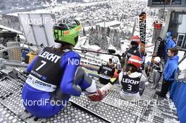 07.01.2017 Oberstdorf, Germany (GER): Eva Logar (SLO), Gianina Ernst (GER) - FIS world cup ski jumping ladies, individual HS137, Oberstdorf (GER). www.nordicfocus.com. © Thibaut/NordicFocus. Every downloaded picture is fee-liable.