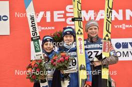 12.03.2017, Oslo, Norway (NOR): Sara Takanashi (JPN), Yuki Ito (JPN), Maren Lundby (NOR), (l-r) - FIS world cup ski jumping ladies, individual HS134, Oslo (NOR). www.nordicfocus.com. © Thibaut/NordicFocus. Every downloaded picture is fee-liable.