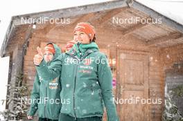 16.12.2017, Hinterzarten, Germany (GER): Carina Vogt (GER), Juliane Seyfarth (GER), Svenja Wuerth (GER), Katharina Althaus (GER) - FIS world cup ski jumping ladies, team HS108, Hinterzarten (GER). www.nordicfocus.com. © Tumashov/NordicFocus. Every downloaded picture is fee-liable.