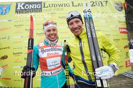 05.02.2017, Oberammergau, Germany (GER): Aurelie Dabudyk (FRA), Max Olex (GER), (l-r) - FIS Worldloppet Cup Koenig Ludwig Lauf, Oberammergau (GER). www.nordicfocus.com. © Rauschendorfer/NordicFocus. Every downloaded picture is fee-liable.