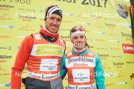05.02.2017, Oberammergau, Germany (GER): Candide Pralong (FRA), Aurelie Dabudyk (FRA), (l-r) - FIS Worldloppet Cup Koenig Ludwig Lauf, Oberammergau (GER). www.nordicfocus.com. © Rauschendorfer/NordicFocus. Every downloaded picture is fee-liable.