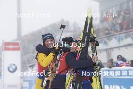 07.01.2018, Oberhof, Germany (GER): Linn Persson (SWE), Anna Magnusson (SWE), Elisabeth Hoegberg (SWE), Mona Brorsson (SWE), (l-r) -  IBU world cup biathlon, relay women, Oberhof (GER). www.nordicfocus.com. © Manzoni/NordicFocus. Every downloaded picture is fee-liable.