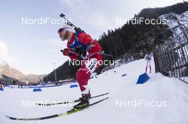 12.01.2018, Ruhpolding, Germany (GER): Macx Davies (CAN) -  IBU world cup biathlon, relay men, Ruhpolding (GER). www.nordicfocus.com. © Manzoni/NordicFocus. Every downloaded picture is fee-liable.
