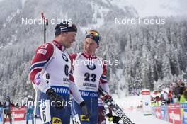 21.01.2018, Antholz, Italy (ITA): Tarjei Boe (NOR), Henrik L'abee-Lund (NOR), (l-r) -  IBU world cup biathlon, mass men, Antholz (ITA). www.nordicfocus.com. © Manzoni/NordicFocus. Every downloaded picture is fee-liable.