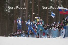 11.03.2018, Kontiolahti, Finland (FIN): Tarjei Boe (NOR), Lukas Hofer (ITA), Martin Fourcade (FRA), (l-r) - IBU world cup biathlon, mass start men, Kontiolahti (FIN). www.nordicfocus.com. © Manzoni/NordicFocus. Every downloaded picture is fee-liable.