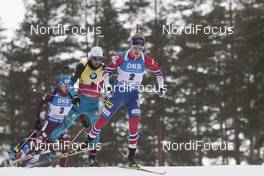 11.03.2018, Kontiolahti, Finland (FIN): Anton Shipulin (RUS), Martin Fourcade (FRA), JohannesThingnes Boe (NOR), (l-r) - IBU world cup biathlon, mass start men, Kontiolahti (FIN). www.nordicfocus.com. © Manzoni/NordicFocus. Every downloaded picture is fee-liable.
