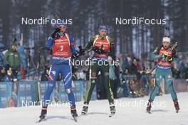 11.03.2018, Kontiolahti, Finland (FIN): Lisa Vittozzi (ITA), Vanessa Hinz (GER), Anais Chevalier (FRA), (l-r) - IBU world cup biathlon, mass women, Kontiolahti (FIN). www.nordicfocus.com. © Manzoni/NordicFocus. Every downloaded picture is fee-liable.
