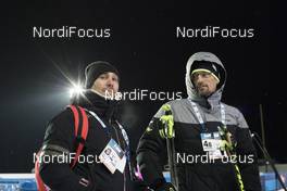 09.03.2018, Kontiolahti, Finland (FIN): Sylvain Fanjas-Claret (FRA), Rossignol Race Service, Peter Torkar (SLO), racing service OneWay, (l-r) -  IBU world cup biathlon, sprint women, Kontiolahti (FIN). www.nordicfocus.com. © Manzoni/NordicFocus. Every downloaded picture is fee-liable.