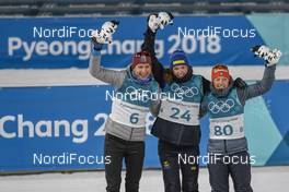 15.02.2018, Pyeongchang, Korea (KOR): Anastasiya Kuzmina (SVK), Hanna Oeberg (SWE), Laura Dahlmeier (GER), (l-r) - XXIII. Olympic Winter Games Pyeongchang 2018, biathlon, individual women, Pyeongchang (KOR). www.nordicfocus.com. © Thibaut/NordicFocus. Every downloaded picture is fee-liable.