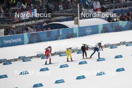15.02.2018, Pyeongchang, Korea (KOR): Rosanna Crawford (CAN), Mona Brorsson (SWE), Lena Haecki (SUI), Anais Chevalier (FRA), (l-r) - XXIII. Olympic Winter Games Pyeongchang 2018, biathlon, individual women, Pyeongchang (KOR). www.nordicfocus.com. © Manzoni/NordicFocus. Every downloaded picture is fee-liable.