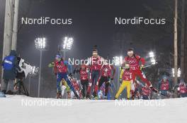 23.02.2018, Pyeongchang, Korea (KOR): Simon Desthieux (FRA), Erik Lesser (GER), Lars Helge Birkeland (NOR), Christian Gow (CAN), (l-r) - XXIII. Olympic Winter Games Pyeongchang 2018, biathlon, relay men, Pyeongchang (KOR). www.nordicfocus.com. © Manzoni/NordicFocus. Every downloaded picture is fee-liable.
