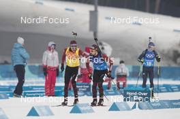 23.02.2018, Pyeongchang, Korea (KOR): Jeremy Finello (SUI), Mario Dolder (SUI), (l-r) - XXIII. Olympic Winter Games Pyeongchang 2018, biathlon, relay men, Pyeongchang (KOR). www.nordicfocus.com. © Manzoni/NordicFocus. Every downloaded picture is fee-liable.