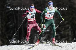 01.01.2018, Lenzerheide, Switzerland (SUI): Alexey Vitsenko (RUS), Andrew Musgrave (GBR), (l-r)  - FIS world cup cross-country, tour de ski, pursuit men, Lenzerheide (SUI). www.nordicfocus.com. © Modica/NordicFocus. Every downloaded picture is fee-liable.