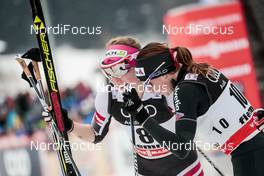 06.01.2018, Val di Fiemme, Italy (ITA): Nathalie Von Siebenthal (SUI), Teresa Stadlober (AUT), (l-r)  - FIS world cup cross-country, tour de ski, mass women, Val di Fiemme (ITA). www.nordicfocus.com. © Modica/NordicFocus. Every downloaded picture is fee-liable.