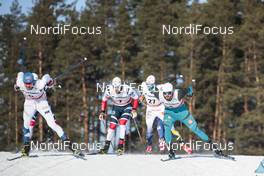 03.03.2018, Lahti, Finland (FIN): Ristomatti Hakola (FIN), Sindre Bjoernestad Skar (0), Anton Persson (SWE), Baptiste Gros (FRA), (l-r)  - FIS world cup cross-country, individual sprint, Lahti (FIN). www.nordicfocus.com. © Modica/NordicFocus. Every downloaded picture is fee-liable.