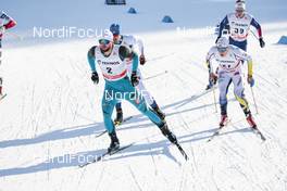 03.03.2018, Lahti, Finland (FIN): Baptiste Gros (FRA), Anton Persson (SWE), Andrew Musgrave (GBR), (l-r)  - FIS world cup cross-country, individual sprint, Lahti (FIN). www.nordicfocus.com. © Modica/NordicFocus. Every downloaded picture is fee-liable.