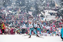 10.03.2018, Oslo, Norway (NOR): Adrien Backscheider (FRA), Dario Cologna (SUI), Jules Lapierre (FRA), Simen Andreas Sveen (NOR), (l-r)  - FIS world cup cross-country, mass men, Oslo (NOR). www.nordicfocus.com. © Modica/NordicFocus. Every downloaded picture is fee-liable.