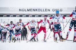 10.03.2018, Oslo, Norway (NOR): Simen Hegstad Krueger (NOR), Alex Harvey (CAN), Martin Johnsrud Sundby (NOR), (l-r)  - FIS world cup cross-country, mass men, Oslo (NOR). www.nordicfocus.com. © Modica/NordicFocus. Every downloaded picture is fee-liable.