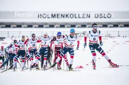 10.03.2018, Oslo, Norway (NOR): Simen Hegstad Krueger (NOR), Maxim Vylegzhanin (RUS), Martin Johnsrud Sundby (NOR), Hans Christer Holund (NOR), (l-r)  - FIS world cup cross-country, mass men, Oslo (NOR). www.nordicfocus.com. © Modica/NordicFocus. Every downloaded picture is fee-liable.