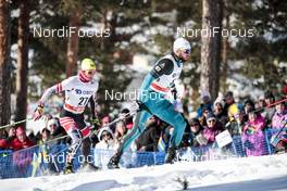 16.03.2018, Falun Sweden (SWE): Bernhard Tritscher (AUT), Baptiste Gros (FRA), (l-r)  - FIS world cup cross-country, individual sprint, Falun (SWE). www.nordicfocus.com. © Modica/NordicFocus. Every downloaded picture is fee-liable.
