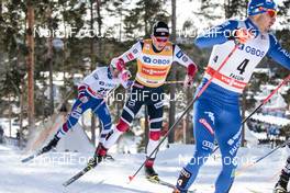 16.03.2018, Falun Sweden (SWE): Michal Novak (CZE), Johannes Hoesflot Klaebo (NOR), Federico Pellegrino (ITA), (l-r)  - FIS world cup cross-country, individual sprint, Falun (SWE). www.nordicfocus.com. © Modica/NordicFocus. Every downloaded picture is fee-liable.