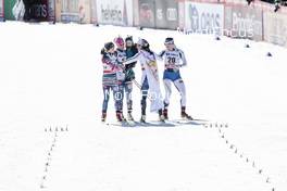18.03.2018, Falun Sweden (SWE): Elizabeth Stephen (USA), Kikkan Randall (USA), Aino-Kaisa Saarinen (FIN), Anna Haag (SWE), (l-r)  - FIS world cup cross-country, pursuit women, Falun (SWE). www.nordicfocus.com. © Modica/NordicFocus. Every downloaded picture is fee-liable.