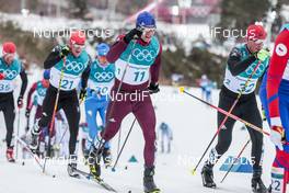 11.02.2018, Pyeongchang, Korea (KOR): Andrey Larkov (RUS), Andreas Katz (GER), (l-r)  - XXIII. Olympic Winter Games Pyeongchang 2018, cross-country, skiathlon men, Pyeongchang (KOR). www.nordicfocus.com. © Modica/NordicFocus. Every downloaded picture is fee-liable.