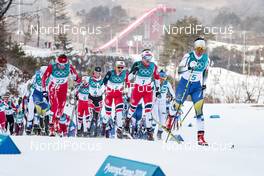10.02.2018, Pyeongchang, Korea (KOR): Justyna Kowalczyk (POL), Ingvild Flugstad Oestberg (NOR), Heidi Weng (NOR), Charlotte Kalla (SWE), (l-r)  - XXIII. Olympic Winter Games Pyeongchang 2018, cross-country, skiathlon women, Pyeongchang (KOR). www.nordicfocus.com. © Modica/NordicFocus. Every downloaded picture is fee-liable.