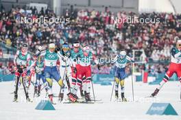 10.02.2018, Pyeongchang, Korea (KOR): Charlotte Kalla (SWE), Heidi Weng (NOR), Ebba Andersson (SWE), Teresa Stadlober (AUT), (l-r)  - XXIII. Olympic Winter Games Pyeong Chang 2018, cross-country, skiathlon women, Pyeong Chang (KOR). www.nordicfocus.com. © Modica/NordicFocus. Every downloaded picture is fee-liable.