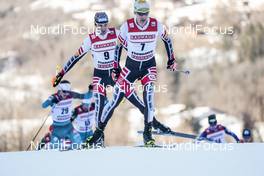 12.01.2018, Val di Fiemme, Italy (ITA): Mario Seidl (AUT), Wilhelm Denifl (AUT), (l-r)  - FIS world cup nordic combined, individual gundersen HS134/10km, Val di Fiemme (ITA). www.nordicfocus.com. © Modica/NordicFocus. Every downloaded picture is fee-liable.