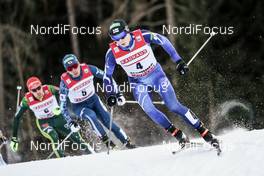 12.01.2018, Val di Fiemme, Italy (ITA): Eero Hirvonen (FIN), Akito Watabe (JPN), Johannes Rydzek (GER), (l-r)  - FIS world cup nordic combined, individual gundersen HS134/10km, Val di Fiemme (ITA). www.nordicfocus.com. © Modica/NordicFocus. Every downloaded picture is fee-liable.