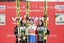 04.03.2018, Lahti, Finland (FIN): Markus Eisenbichler (GER), Kamil Stoch (POL), Stefan Kraft (AUT), (l-r) - FIS world cup ski jumping, individual HS130, Lahti (FIN). www.nordicfocus.com. © Modica/NordicFocus. Every downloaded picture is fee-liable.