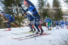 28.01.2018, Molina di Fiemme, Italy (ITA): Alexis Jeannerod (FRA), Ilya Chernousov (RUS), Torgeir Skare Thygesen (NOR), (l-r)  - Visma Ski Classics Marcialonga, Molina di Fiemme (ITA). www.nordicfocus.com. © Rauschendorfer/NordicFocus. Every downloaded picture is fee-liable.