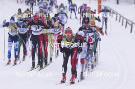 04.03.2018, Mora, Sweden (SWE): Klas Nilsson (SWE), Anders Aukland (NOR), Oeyvind Moen Fjeld (NOR), (l-r) - Visma Ski Classics, 94th Vasaloppet, Mora (SWE). www.nordicfocus.com. © Manzoni/NordicFocus. Every downloaded picture is fee-liable.