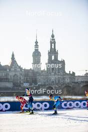 19.12.2020, Dresden, Germany (GER): Alexander Bolshunov (RUS), Janik Riebli (SUI), Richard Jouve (FRA), (l-r)  - FIS world cup cross-country, individual sprint, Dresden (GER). www.nordicfocus.com. © Modica/NordicFocus. Every downloaded picture is fee-liable.